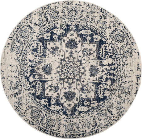 Alfombra Redonda, Diseño Medallón Nevado, Ideal para Tráfico (MAD603D)
