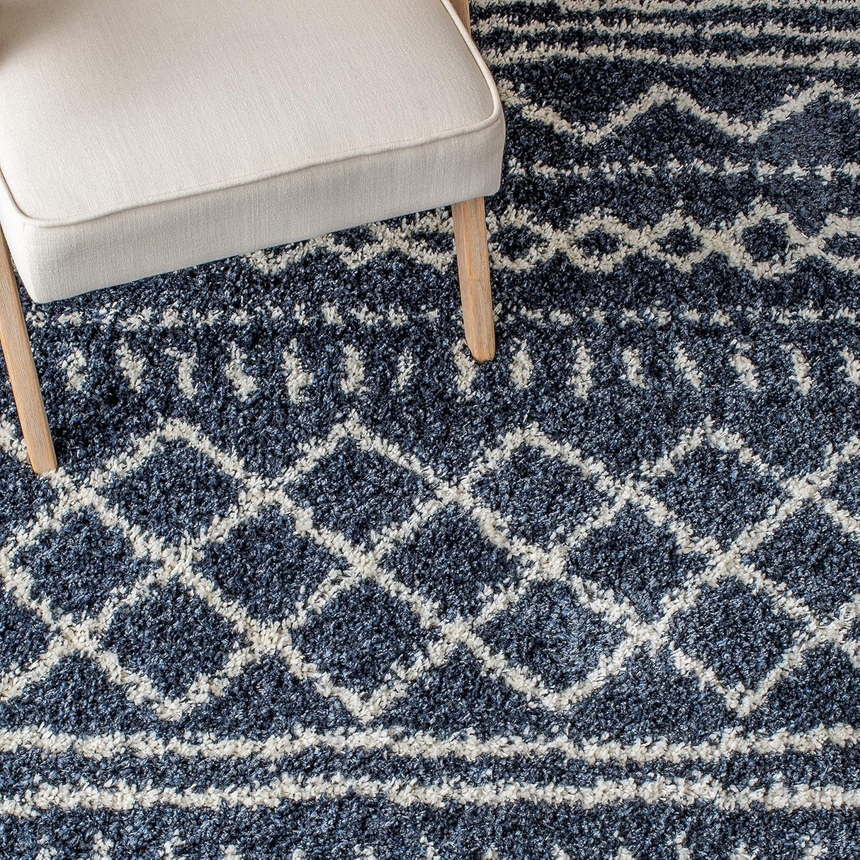 Alfombra de área Shag - Diseño marroquí, fácil cuidado, ASG741L