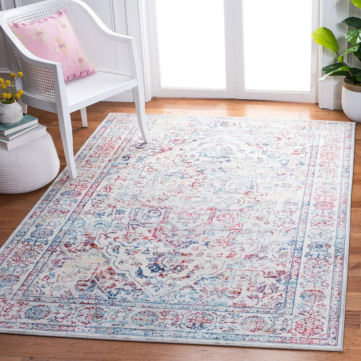 Alfombra Cuadrada Medallón Distressed, Fácil Cuidado, BNT832B