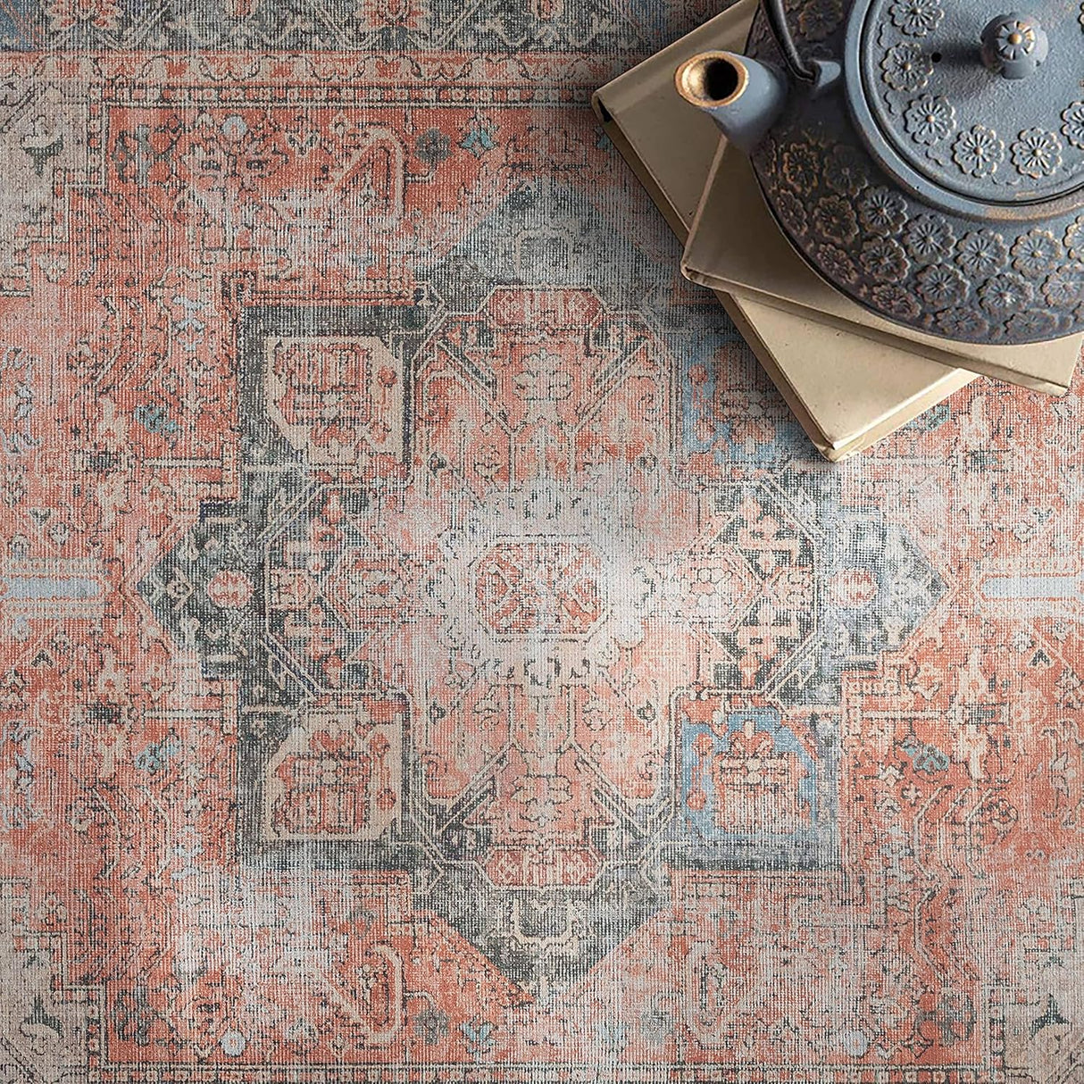 Alfombra Adiva Lavable 2x3 con Antideslizante, Vintage