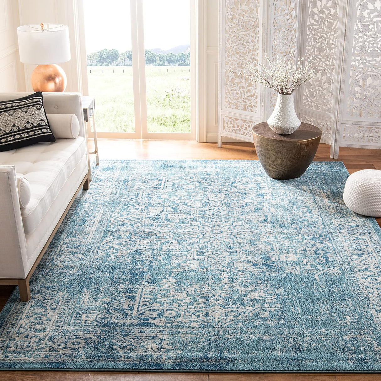 Alfombra de área, diseño oriental desgastado, modelo EVK256C