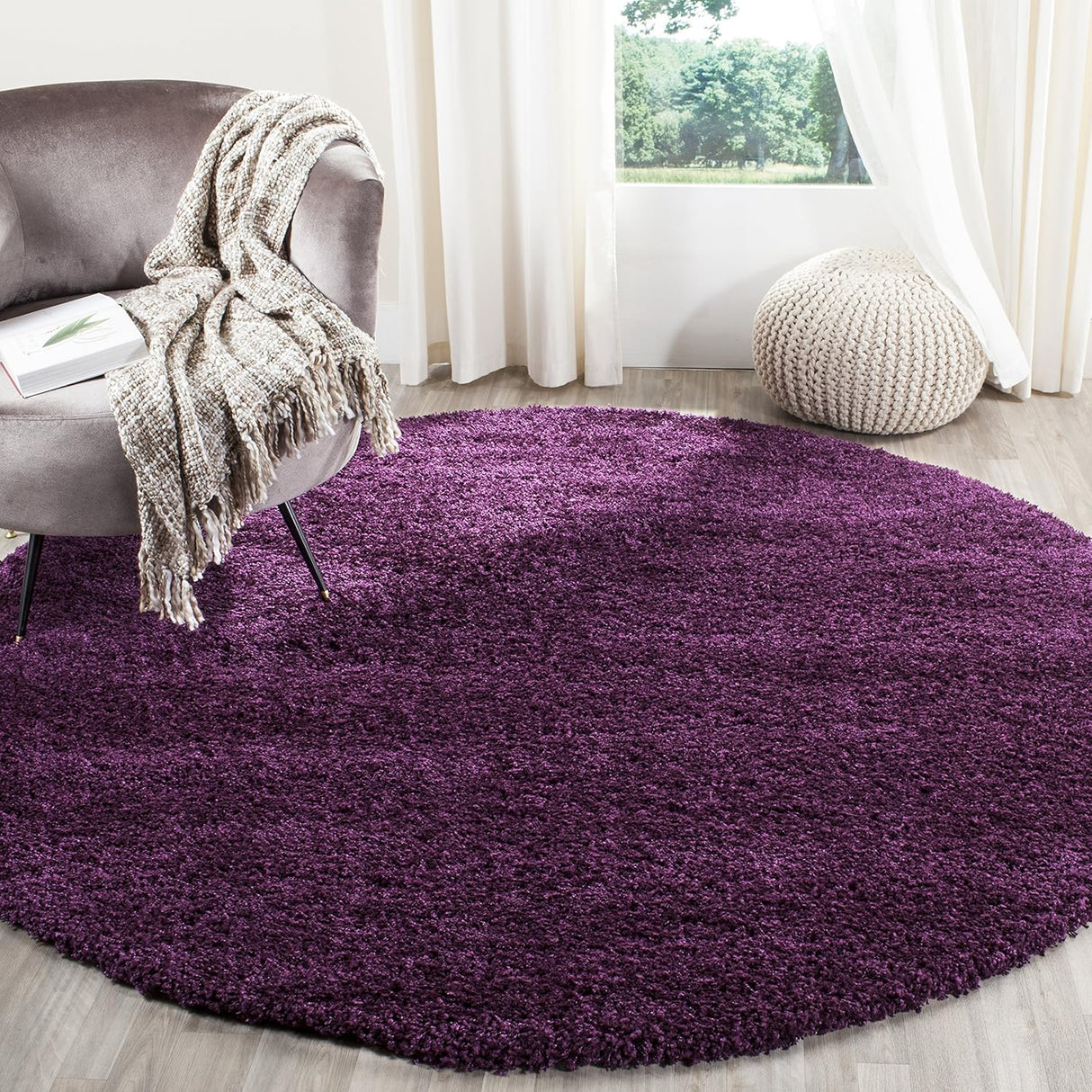 Alfombra Redonda Suave de 2 Pulgadas SG151 para Sala o Comedor