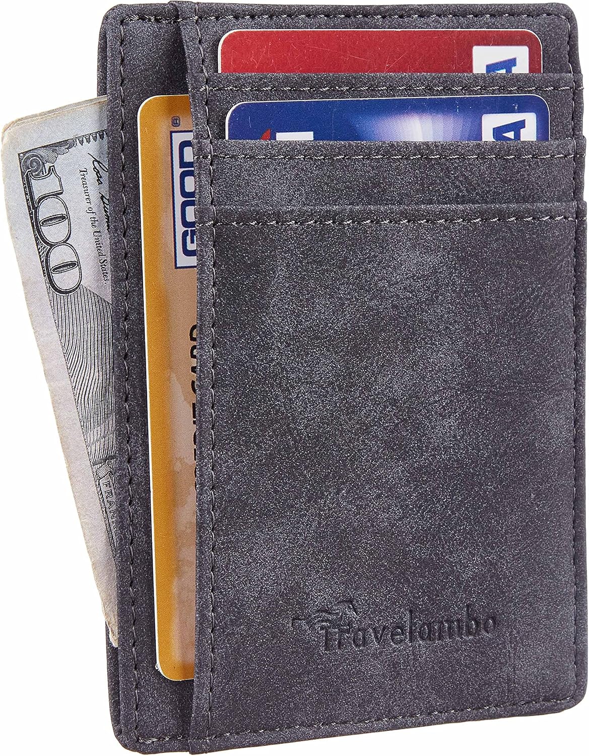 Billetera Slim Travelambo, cuero RFID, tamaño mediano, modelo.