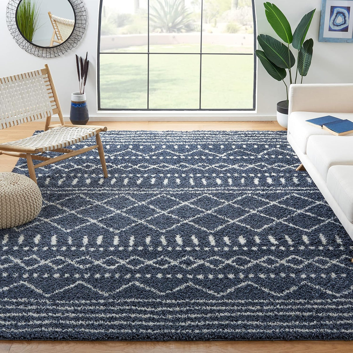 Alfombra de área Shag - Diseño marroquí, fácil cuidado, ASG741L