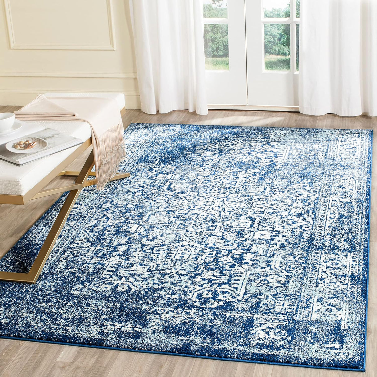 Alfombra de área, diseño oriental, fácil cuidado, modelo EVK256A