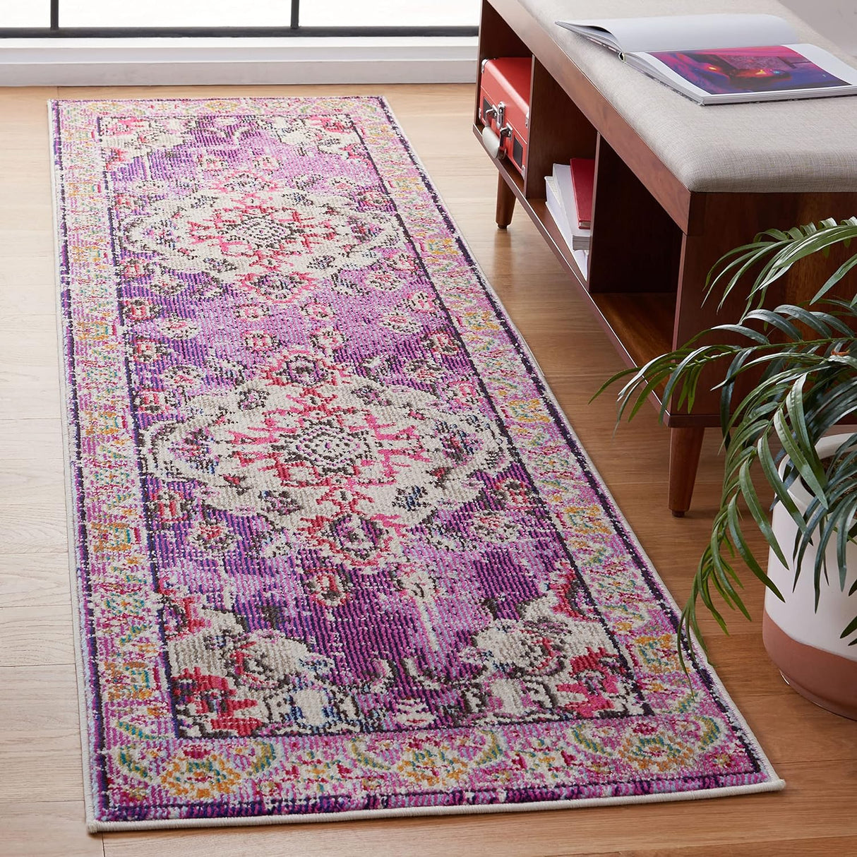 Alfombra Runner Colección Monaco - Diseño Medallón Boho Chic, MNC243P