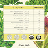 Colección de Semillas de Lechuga Sereniseed Orgánicas 10Pack
