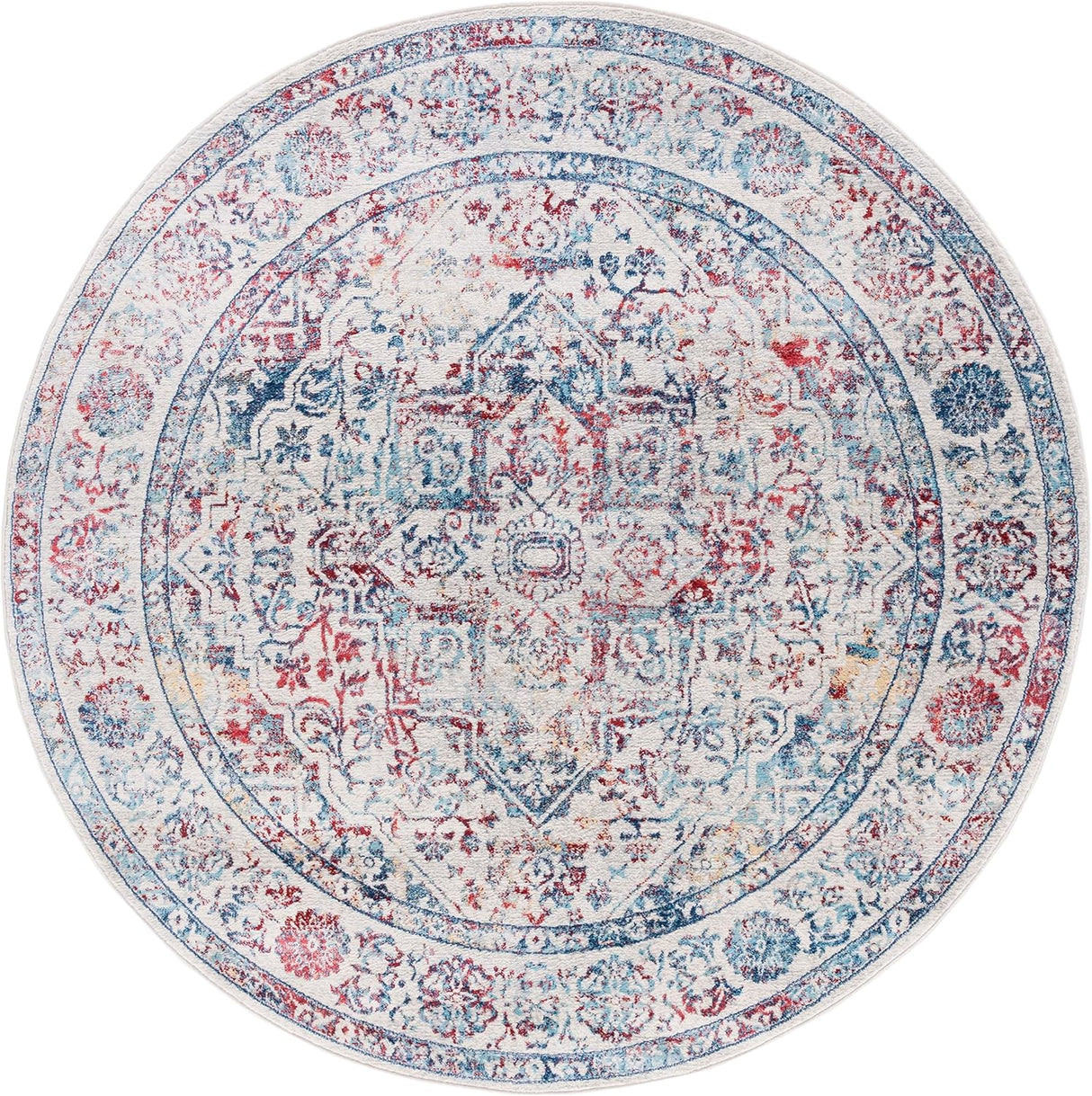 Alfombra Redonda de Área - Diseño Medallón Distressed, BNT832B