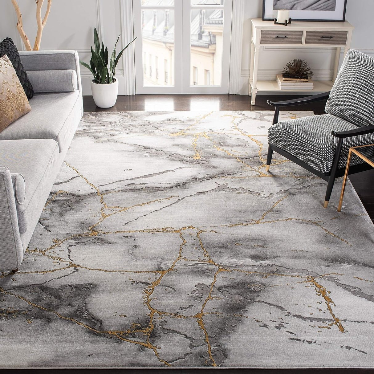 Alfombra de área moderna, diseño abstracto, fácil cuidado, CFT877F