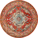 Alfombra Redonda Boho Chic, Diseño Medallón Distressed, MNC243H