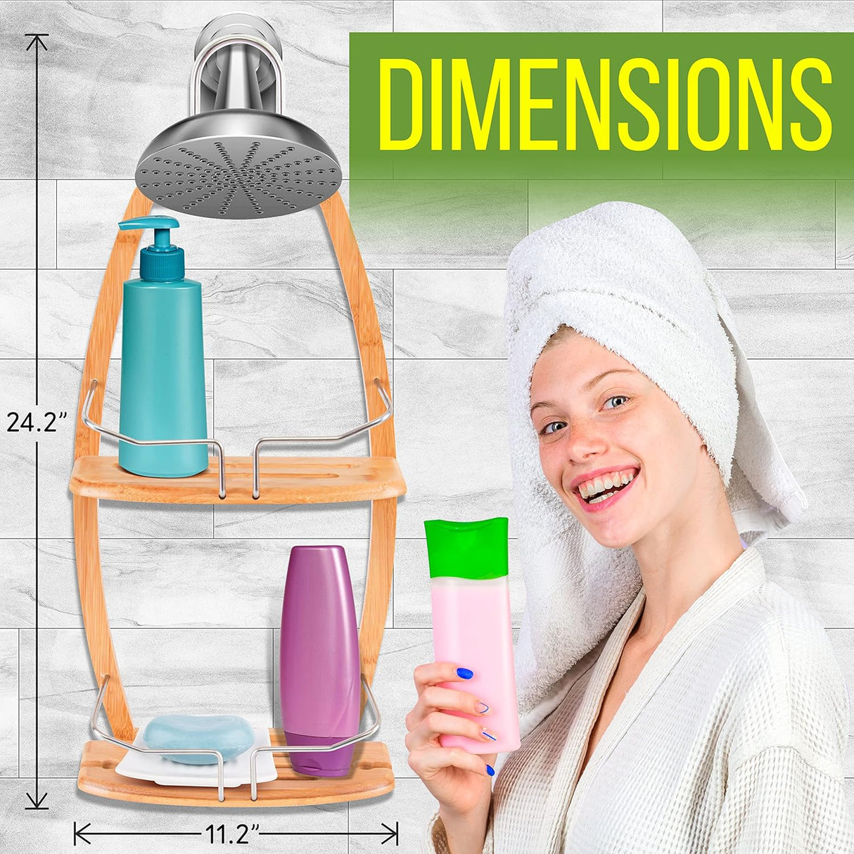 Organizador de carrito de ducha de bañera de bambú SLSHCD45