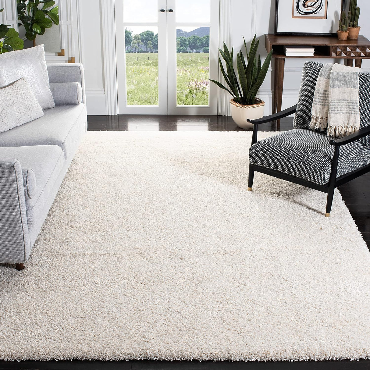 Alfombra de área shag premium 3' cuadrada SG151, 2 pulgadas gruesa
