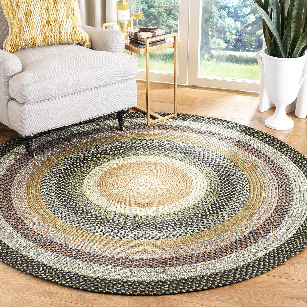 Alfombra Redonda Trenzada Reversible para Áreas de Alto Tráfico