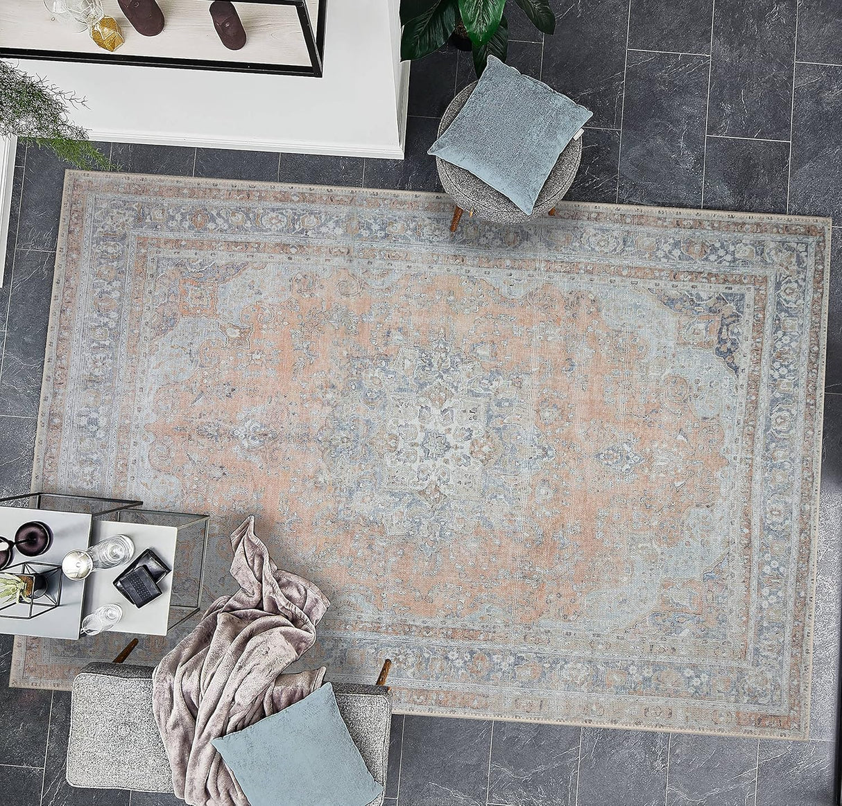 Alfombra Lavable 2x3 Adiva, Antideslizante, Vintage, 2' x 3