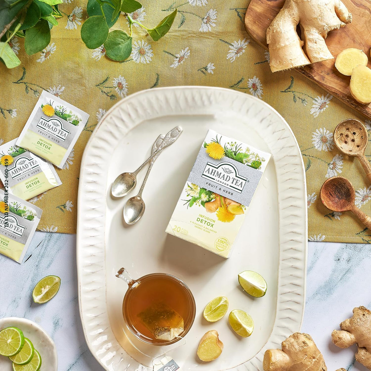 Ahmad Té Hierbas Detox, 20uds, Sin cafeína ni azúcar