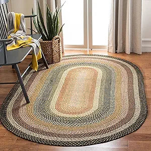 Alfombra Ovalada Trenzada, Reversible y Artesanal, BRD308A
