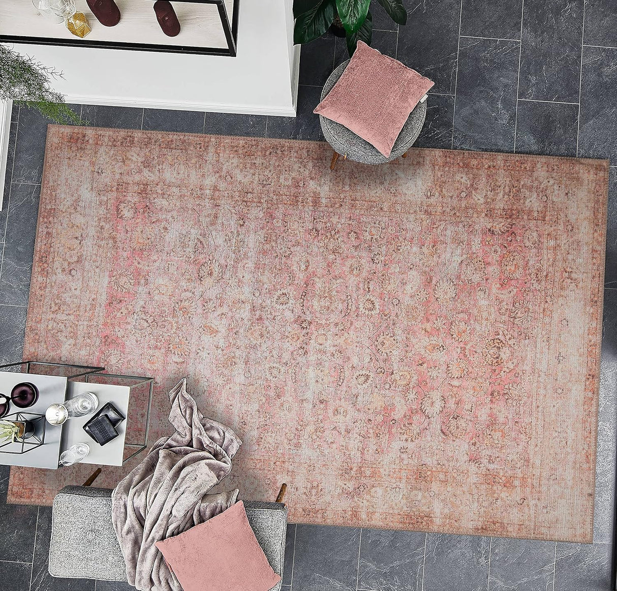 Alfombra Lavable Adiva 2x3 con Antideslizante, Vintage, 2' x 3