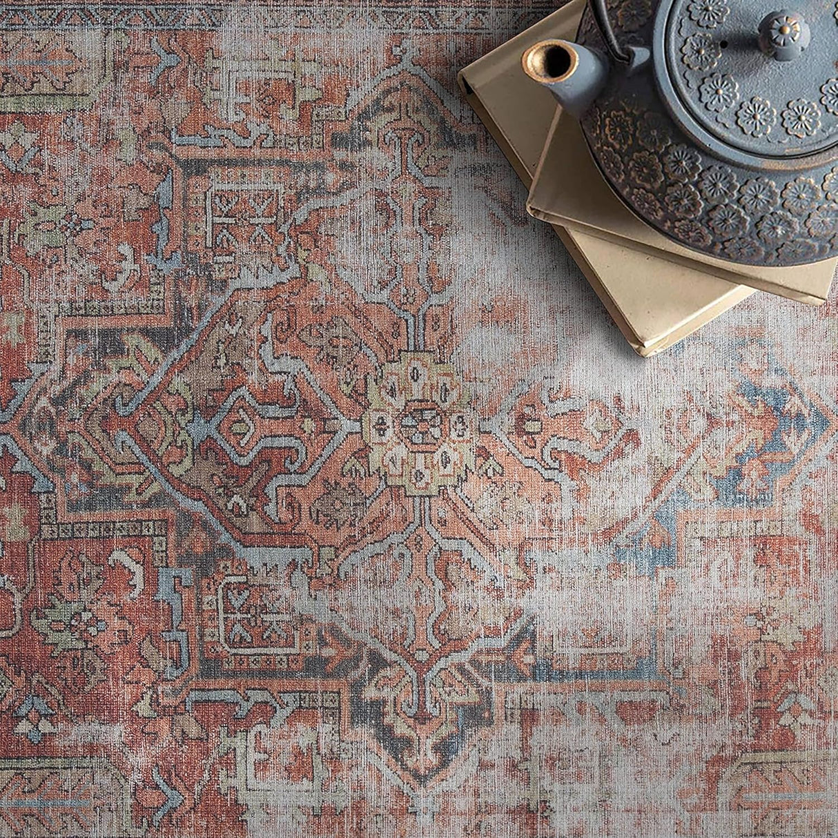 Alfombra Adiva Lavable 2x3ft Antideslizante Vintage