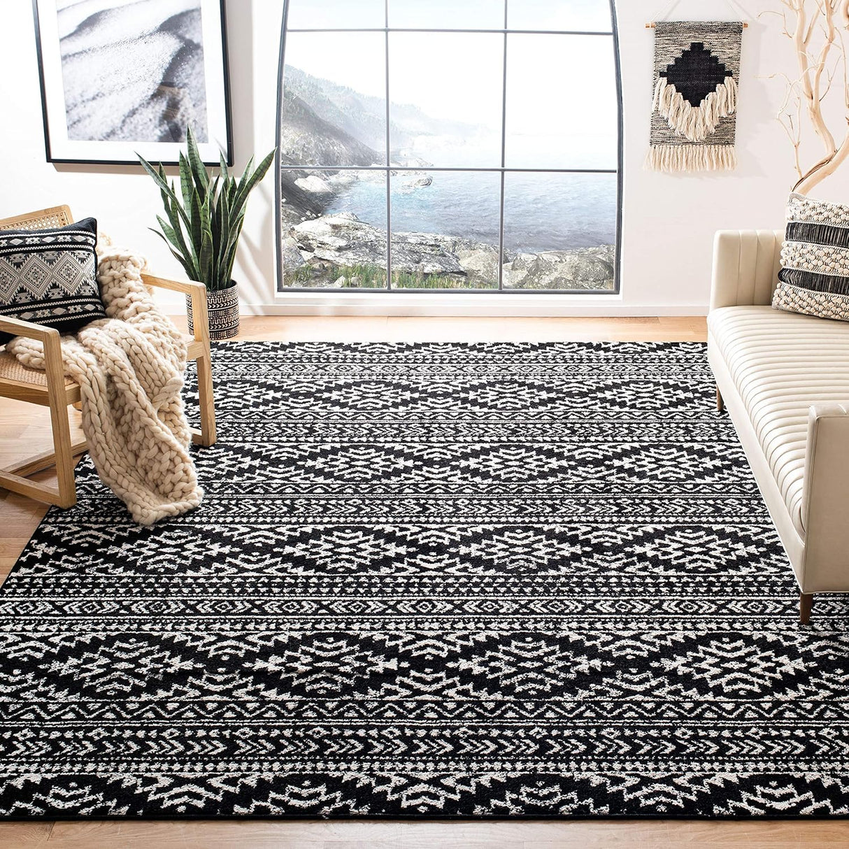Alfombra Tribal Boho No Soltadora 11' Cuadrada Modelo TUL272Z