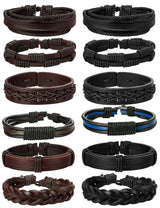 Pulsera de cuero trenzado para hombres Mujeres Negro y Marrón