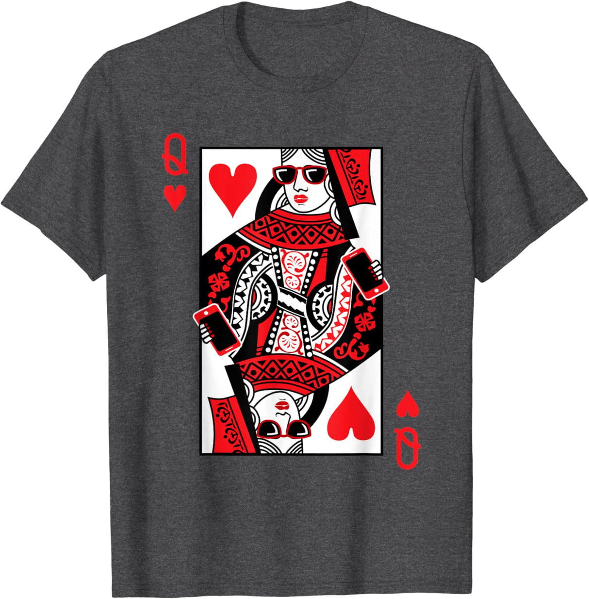Camiseta Queen of Hearts gris oscuro para hombre talla S
