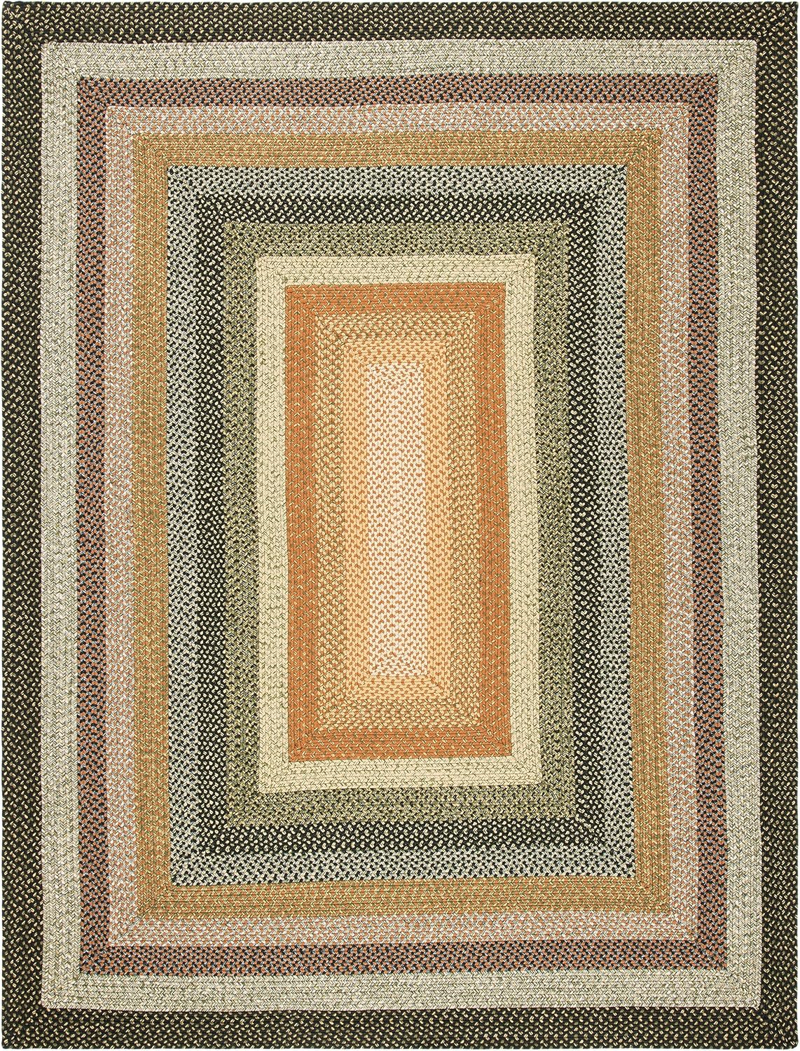 Alfombra trenzada, diseño geométrico, interior/exterior, BRD308A