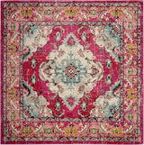 Alfombra Cuadrada Estilo Boho Chic, Diseño Medallón Distressed, MNC243D