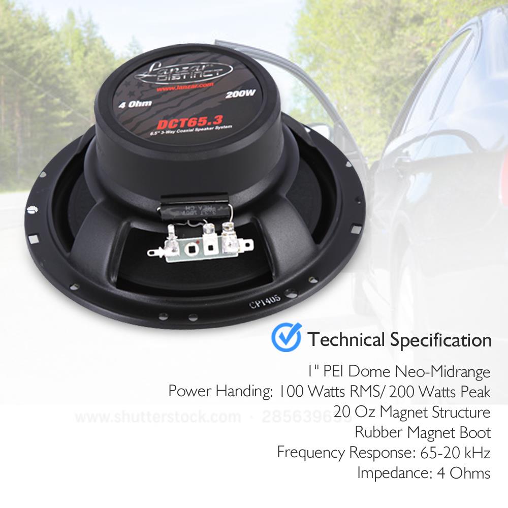 Parlante o Altavoz universal de 3 vías negro LANZAR DCT65.3