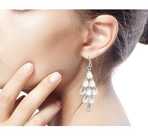 Pendientes Largos De Plata De Ley, 'lluvia