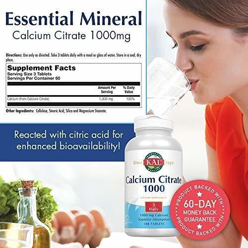 Citrato De Calcio Kal 1000 Mg  Salud De Los Dientes