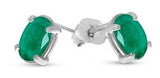 Aretes De Esmeralda Ovalados De Oro Blanco De 14 K
