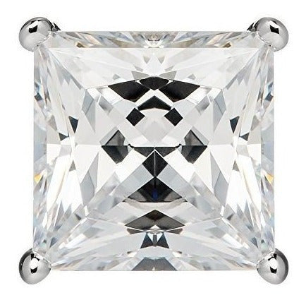 Pendientes Sólidos De Oro Blanco De 14k Princesa