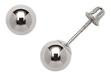 Aretes Roscados De Bola De 3-8 Mm Con Baño De Rodio De Plata