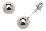 Aretes Roscados De Bola De 3-8 Mm Con Baño De Rodio De Plata