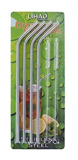 4 Pajuelas Extra Largas De Acero Inoxidable