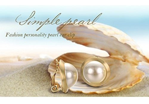 Pendientes Con Clip De Perlas De Marfil