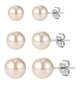 Mujeres Moda Perla Stud Pendientes Set Acero Quirúrgico