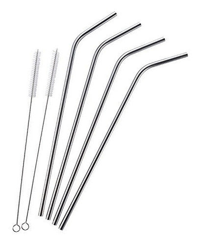 4 Pajuelas Extra Largas De Acero Inoxidable