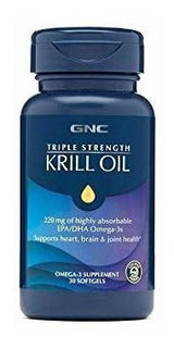 Aceite De Krill Triple Fuerza Gnc 30 Cápsulas Blandas