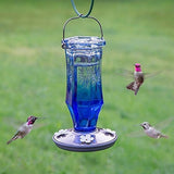 Alimentador de colibrí de cristal vintage con zafiro