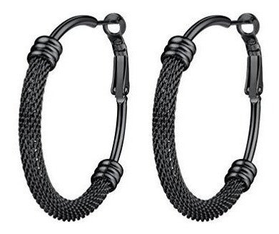 Prosteel Pendientes De Aro Negro Para Mujer Círculo