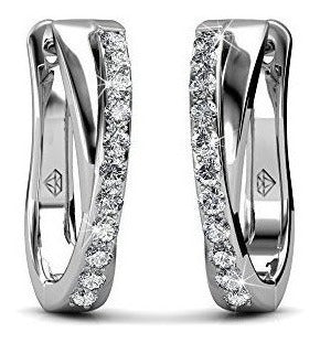 Pendientes De Aro Chapados En Oro Blanco De 18 Quilates Cate