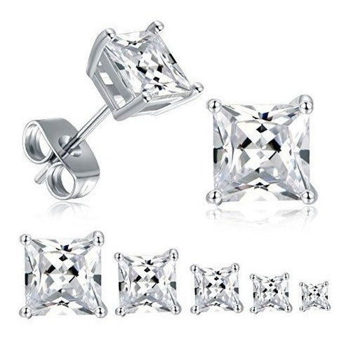 Pendientes Con Diseño De Princesa Cubic Zirconia En Oro