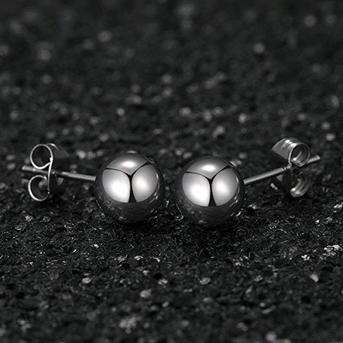 Mdfun 5 Pares De Aretes De Bola De Acero Inoxidable