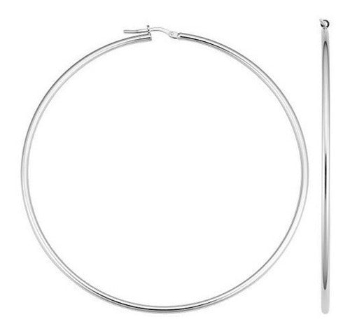 Pendientes De Aro De Tubo De 2x70 Mm De Plata Esterlina
