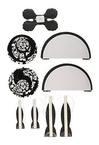Kit De Decoración Elegante Para Fiestas De Damasco, Negro