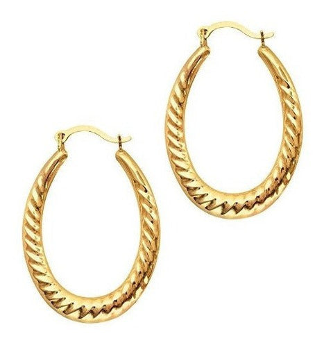 Pendientes De Aro En Forma De Óvalo Con Aros De Oro