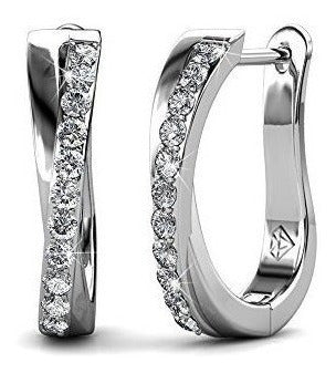 Pendientes De Aro Chapados En Oro Blanco De 18 Quilates Cate