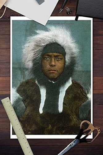 afiche, poster, Alaska - Eskimo Boy Llamado,