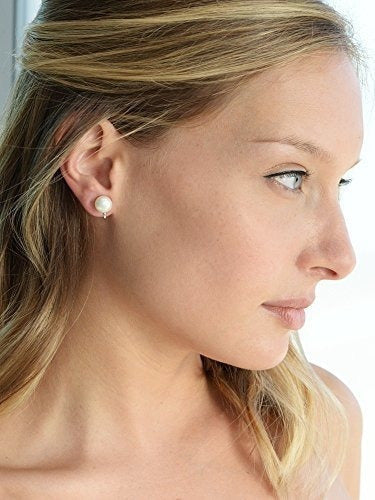Mariell Freshwater Ivory Pearl Stud Clip En Pendientes Para